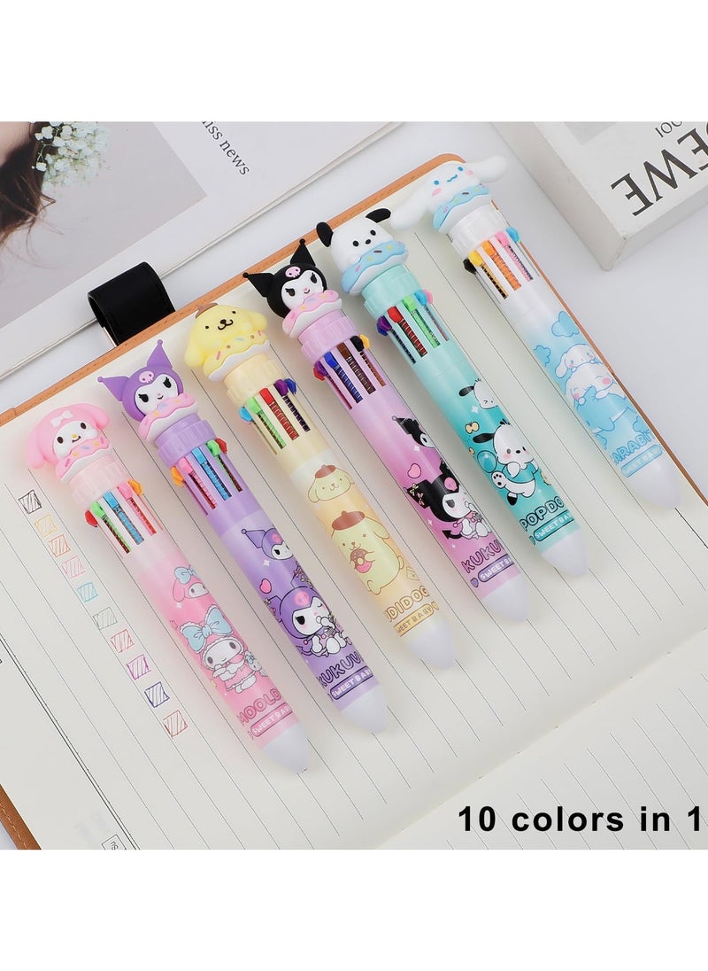 HaHaHai 6PCS Cartoon 10-in-1 Multicolor Ballpoint Pen, For Office School Supplies Cute Stationery Students Children Gift (Pen-10 in 1)  - Image 3