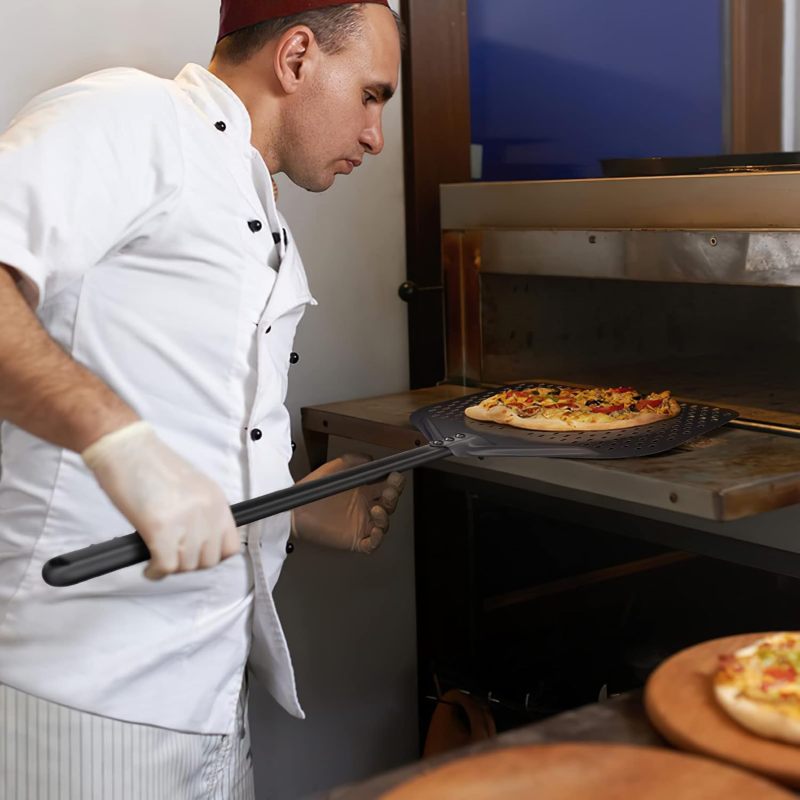Perforated Pizza Pan: Black Aluminum Pizza Baking Pan - Commercial Restaurant Pizza Pan for Home Kitchen - Image 5