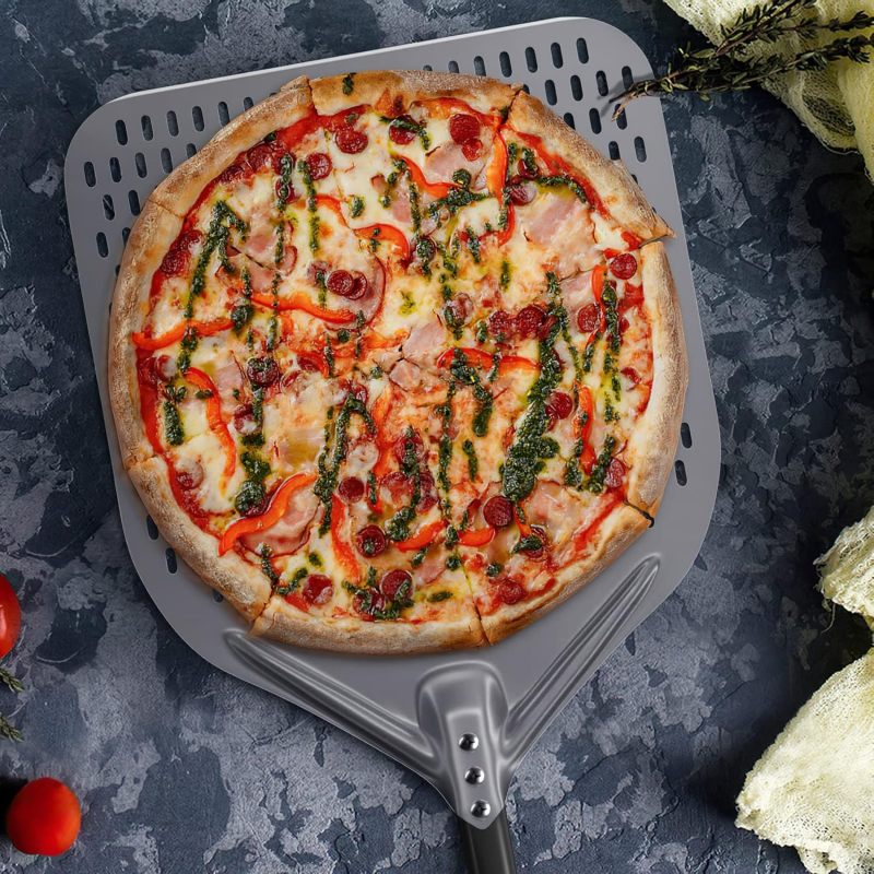 Perforated Pizza Pan: Black Aluminum Pizza Baking Pan - Commercial Restaurant Pizza Pan for Home Kitchen - Image 3