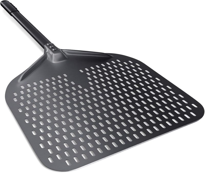 Perforated Pizza Pan: Black Aluminum Pizza Baking Pan - Commercial Restaurant Pizza Pan for Home Kitchen - Image 1