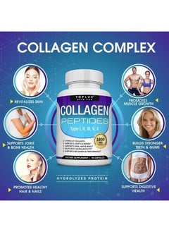 Toplux Multi Collagen Peptides Pills 1800 Mg Complex - Type I, II, III, V, X Premium Collagen Complex for Better Skin & Hair, Strong Joint, Hydrolyzed Protein, for Men Women, 90 Capsules, Supplement  - Image 3