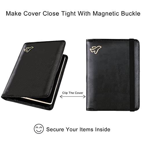 WALNEW Passport Holder for Travel, RFID Passport Cover Wallet for Women Men, PU Leather Passport Book Card Holder Case with Pen, Travelling Essentials for Flying - Image 5