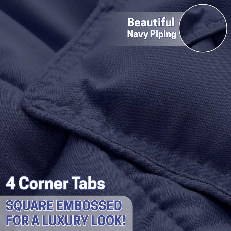 Bed Comforter with Lightweight & Soft Down Alternative | Reversible Cooling Comforter for bedding Duvet Inserts for All Seasons with Washable Microfiber Quilt (Navy, 160 x 220cm) - Image 5