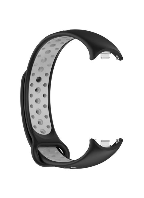 Suitable For Mi Bracelet 8 Nike Two-color Metal Connector Strap Suitable For MI 8 Bracelet Two-color Breathable Strap-Color:Black And Gray (metal Connector)