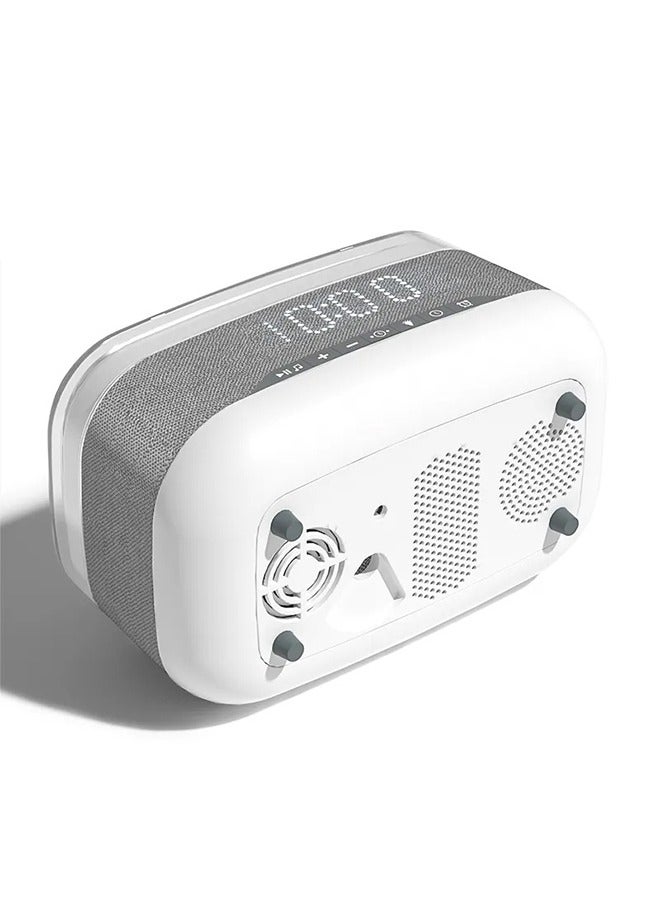 Arabest White Bluetooth Speaker Alarm Clock with 10W Fast Wireless Charging, Ambient Night Light & Dual Wireless Speakers - Ideal Gifts for Teens, Girls, Boys - Image 3