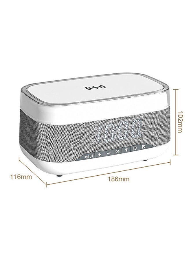 Arabest White Bluetooth Speaker Alarm Clock with 10W Fast Wireless Charging, Ambient Night Light & Dual Wireless Speakers - Ideal Gifts for Teens, Girls, Boys - Image 4