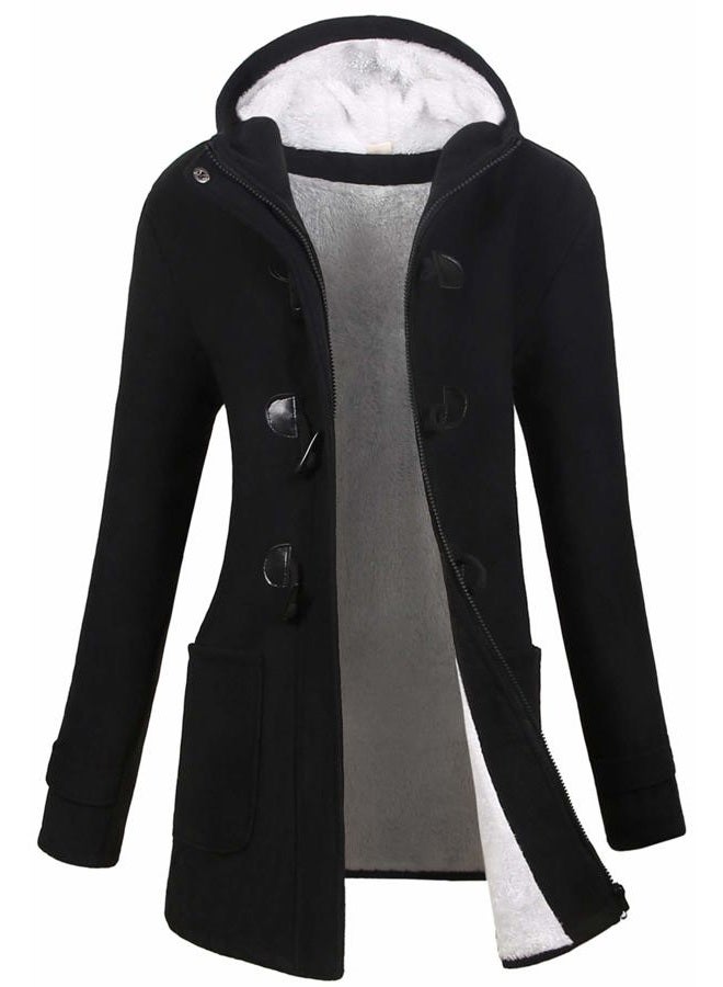VOGRYE Womens Winter Fashion Outdoor Warm Wool Blended Classic Pea Coat Jacket, Black2-thicker, X-Large - Image 1