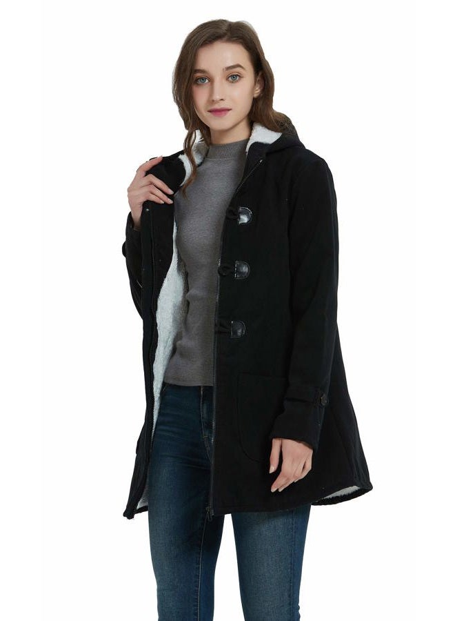 VOGRYE Womens Winter Fashion Outdoor Warm Wool Blended Classic Pea Coat Jacket, Black2-thicker, X-Large - Image 3