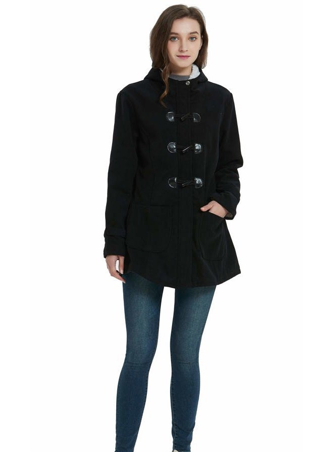 VOGRYE Womens Winter Fashion Outdoor Warm Wool Blended Classic Pea Coat Jacket, Black2-thicker, X-Large - Image 5