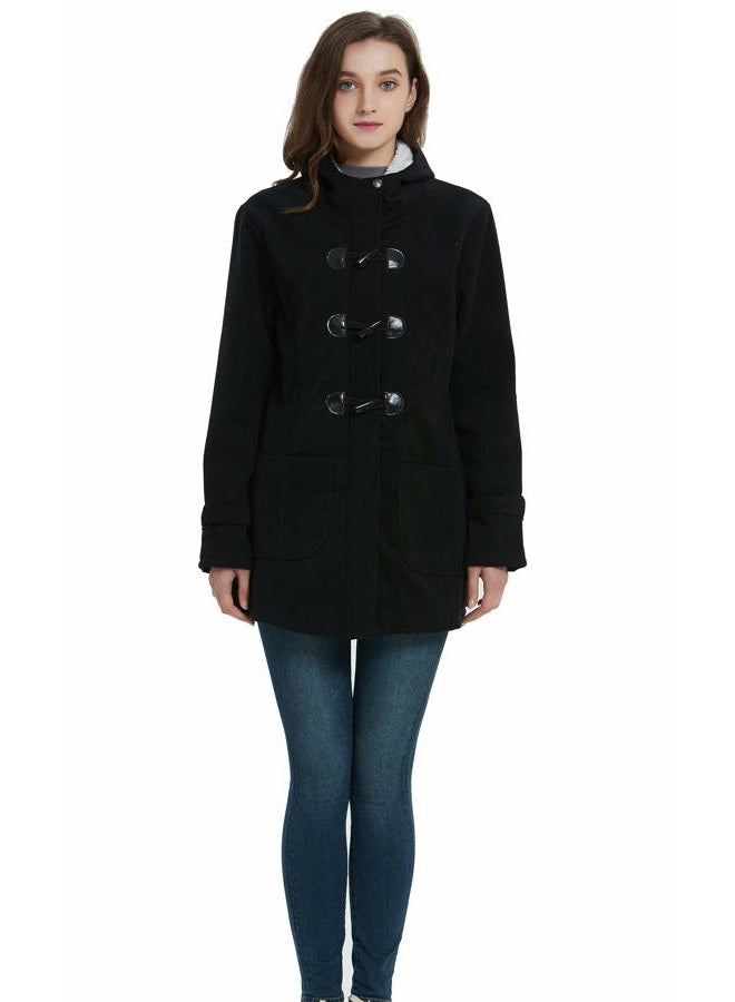VOGRYE Womens Winter Fashion Outdoor Warm Wool Blended Classic Pea Coat Jacket, Black2-thicker, X-Large - Image 4