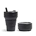Stojo STOJO Collapsible Travel Cup With Straw - Carbon, 16oz / 470ml - Reusable To-Go Pocket Size Silicone Bottle for Hot and  - Image 2