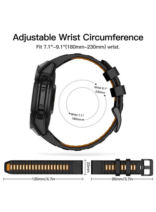 OVERSTEP Strap for Garmin Fenix 8 AMOLED 47 mm/Fenix 8 Solar 47 mm, Soft Silicone Replacement Strap for Garmin Epix Pro 47 mm/Fenix 7/Fenix 6/Fenix 5/Approach S60/S62, 22MM, Silicone - Image 4