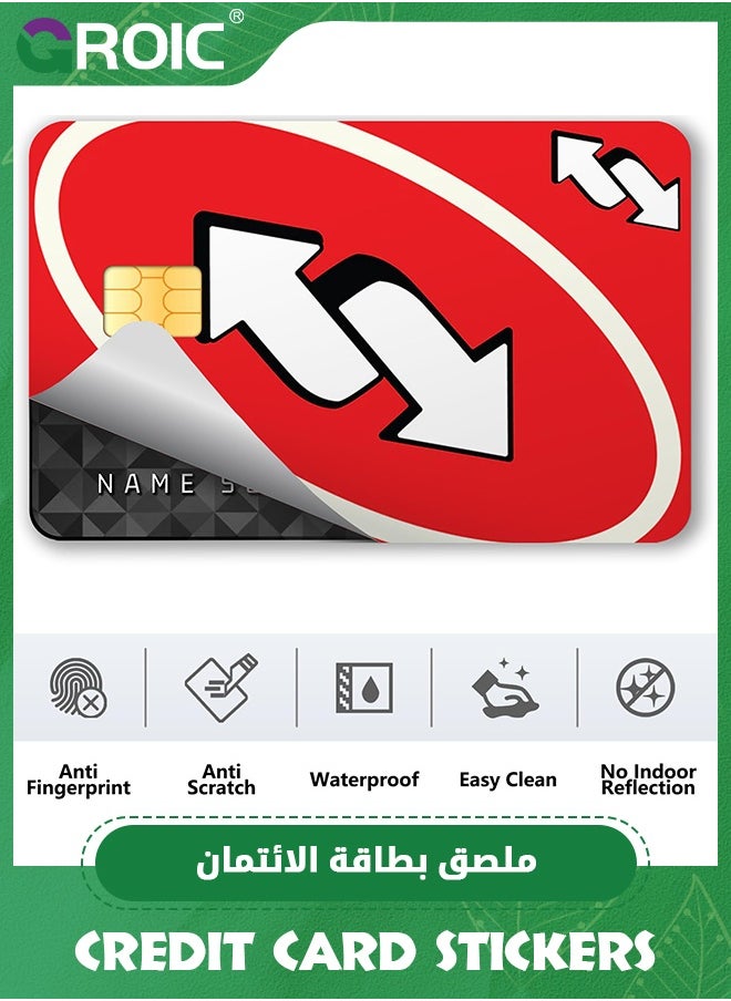 GROIC UNO Reverse Red Card Skin for Credit, Debit Card Stickers, Transportation Card, Uno Reversal, ATM Available, Removable, Waterproof, Slim, No Bubble, Digital-Printed for Small Chip Cards  - Image 3