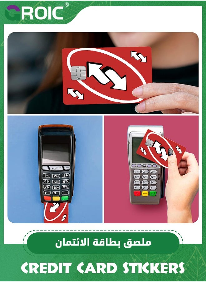 GROIC UNO Reverse Red Card Skin for Credit, Debit Card Stickers, Transportation Card, Uno Reversal, ATM Available, Removable, Waterproof, Slim, No Bubble, Digital-Printed for Small Chip Cards  - Image 4