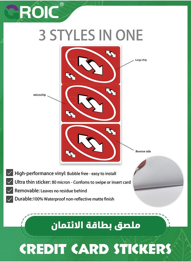 GROIC UNO Reverse Red Card Skin for Credit, Debit Card Stickers, Transportation Card, Uno Reversal, ATM Available, Removable, Waterproof, Slim, No Bubble, Digital-Printed for Small Chip Cards  - Image 2