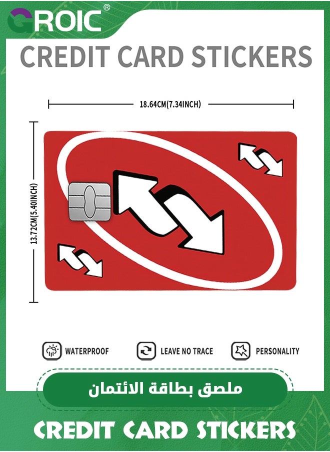 UNO Reverse Red Card Skin for Credit, Debit Card Stickers, Transportation Card, Uno Reversal, ATM Available, Removable, Waterproof, Slim, No Bubble, Digital-Printed for Small Chip Cards