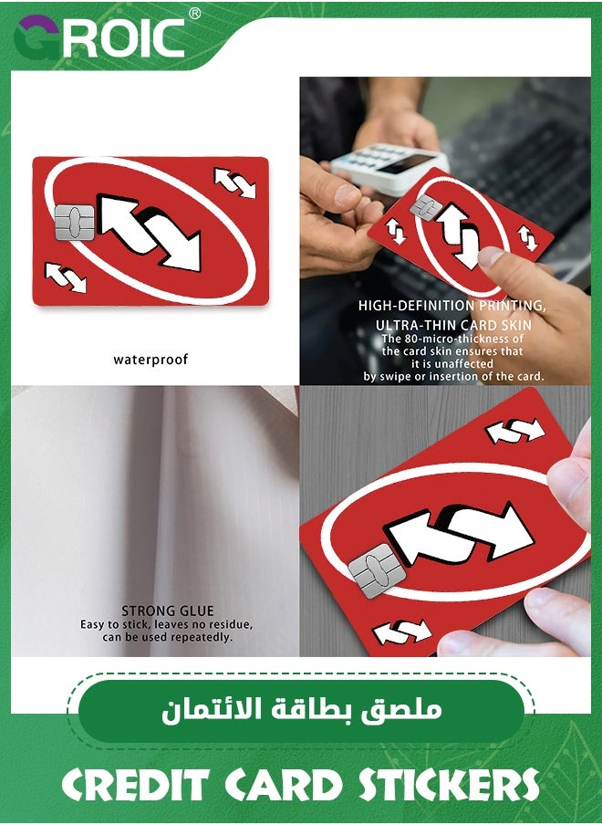 GROIC UNO Reverse Red Card Skin for Credit, Debit Card Stickers, Transportation Card, Uno Reversal, ATM Available, Removable, Waterproof, Slim, No Bubble, Digital-Printed for Small Chip Cards  - Image 5