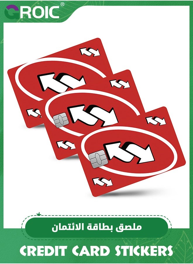 GROIC UNO Reverse Red Card Skin for Credit, Debit Card Stickers, Transportation Card, Uno Reversal, ATM Available, Removable, Waterproof, Slim, No Bubble, Digital-Printed for Small Chip Cards  - Image 1