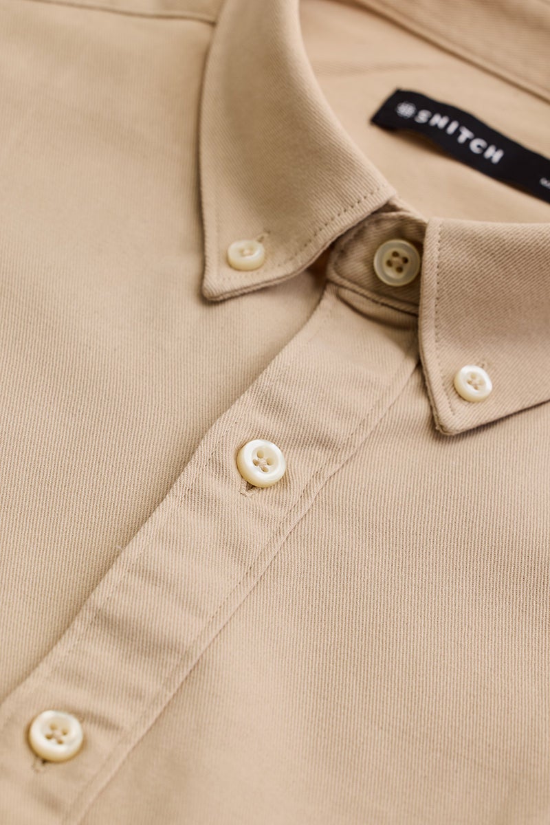 SNITCH Beige Solid Twill Shirt - Image 2