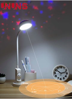 UNUNS USB Rechargeable Desk Lamp,360°Rotation LED Table Light With Pen Holder And Projection Function,3 Color Modes,Desk Lamp White  - Image 2