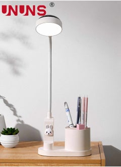 UNUNS USB Rechargeable Desk Lamp,360°Rotation LED Table Light With Pen Holder And Projection Function,3 Color Modes,Desk Lamp White  - Image 3