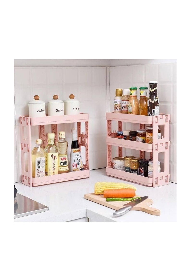 OM Multi-Tier Turbo Organizer - For Bathroom or Kitchen (Pink, 4 Tiers) - Image 1