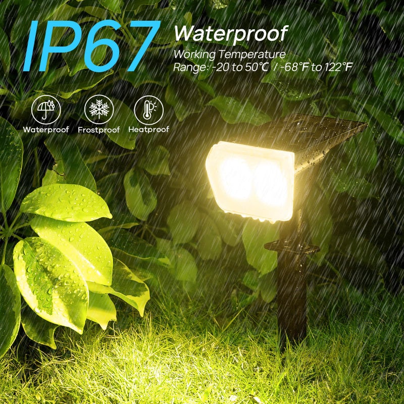Consciot Solar Spot Lights Outdoor Waterproof, 24 LED Dusk-to-Dawn Solar Spotlight, 2 in 1 Adjustable Wall Lights, Warm White Solar Landscape Spotlights for Garden Yard Wall Walkway, 6 Pack - Image 5
