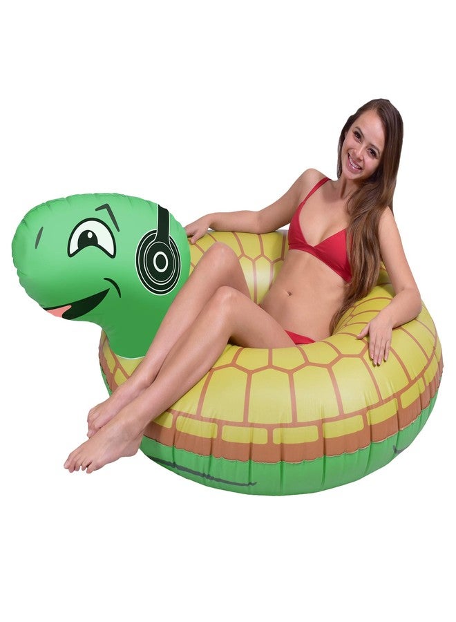 GoFloats Rockin Turtle Party Tube Inflatable Raft - Fun Pool Float for Adults and Kids - Image 1