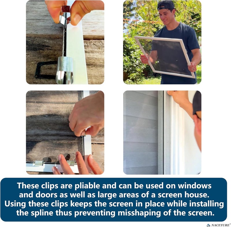 NACETURE Screen Door Installer Clips - 10 Pieces Screen Clips for rescreening and Screen Retainer Clips for Patio and Garage Window for Installing Window and Door Screens (10 Pack) - Image 2
