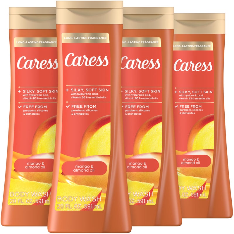 Caress Body Wash for Women Mango  Almond Oil Refreshing Shower Gel for Smooth Rejuvenated Skin 20 fl oz 4 Pack