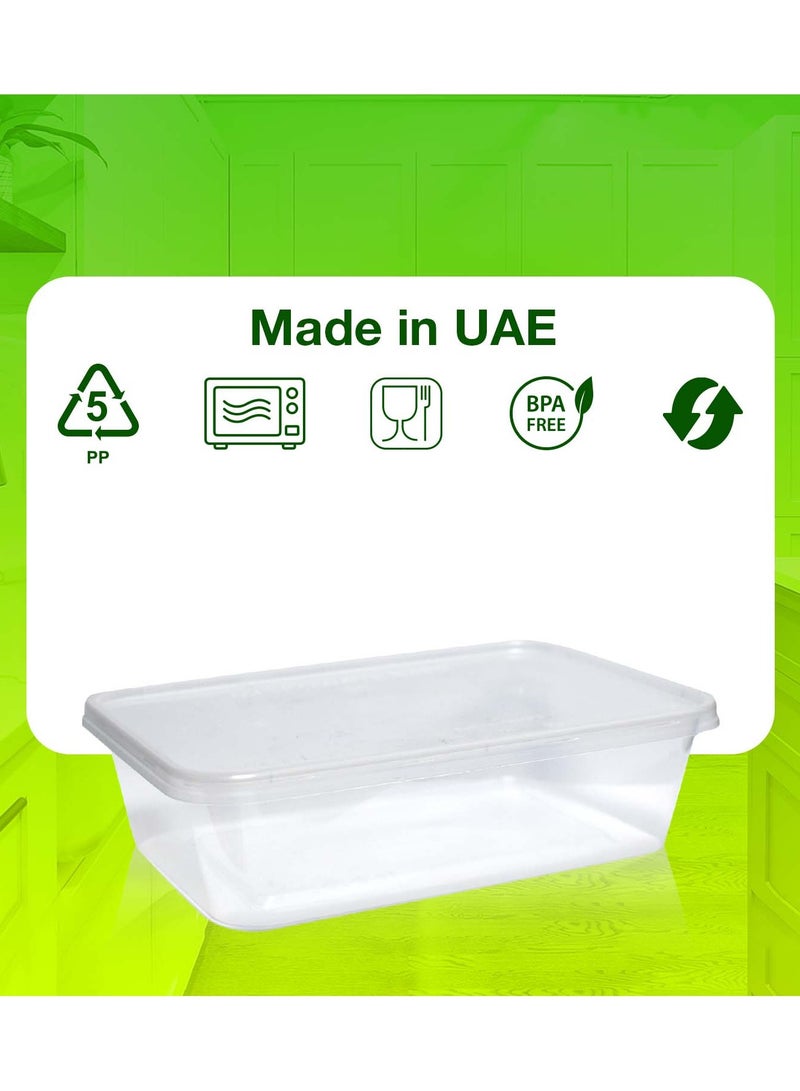 650ml Disposable Microwave Containers with Airtight Lids - BPA-Free, Leakproof, Stackable (Pack of 15)  - Image 3