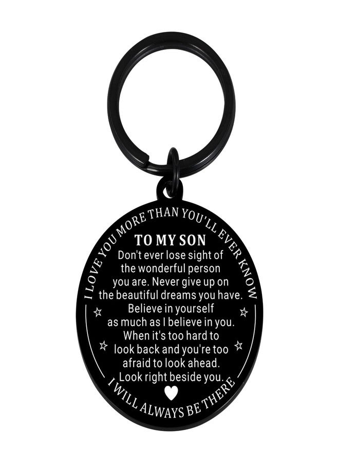 TI-EDC to My Son Gifts from Mom Dad, Back to School Stuff for Teen Boys, Gifts for Son Keychain, Gag Gift, Double-sided (black) - Image 1