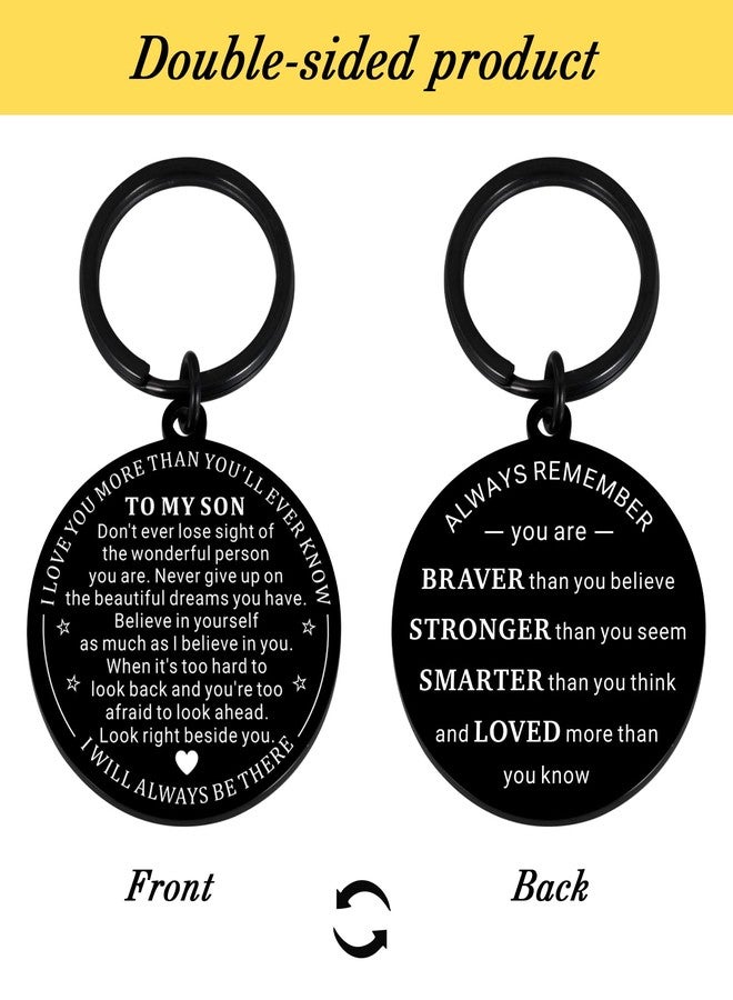 TI-EDC to My Son Gifts from Mom Dad, Back to School Stuff for Teen Boys, Gifts for Son Keychain, Gag Gift, Double-sided (black) - Image 2