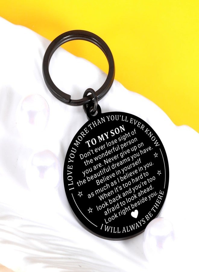 TI-EDC to My Son Gifts from Mom Dad, Back to School Stuff for Teen Boys, Gifts for Son Keychain, Gag Gift, Double-sided (black) - Image 4
