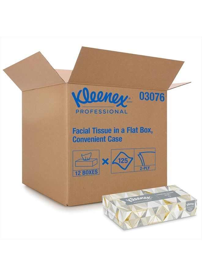 Kimberly-Clark Kleenex Professional Facial Tissue for Business (03076), Flat 12 Boxes / Convenience Case, 125 Tissues / Box, 1,500 Tissues / Case, White - Image 1