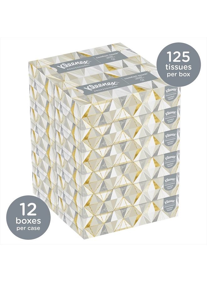 Kimberly-Clark Kleenex Professional Facial Tissue for Business (03076), Flat 12 Boxes / Convenience Case, 125 Tissues / Box, 1,500 Tissues / Case, White - Image 2