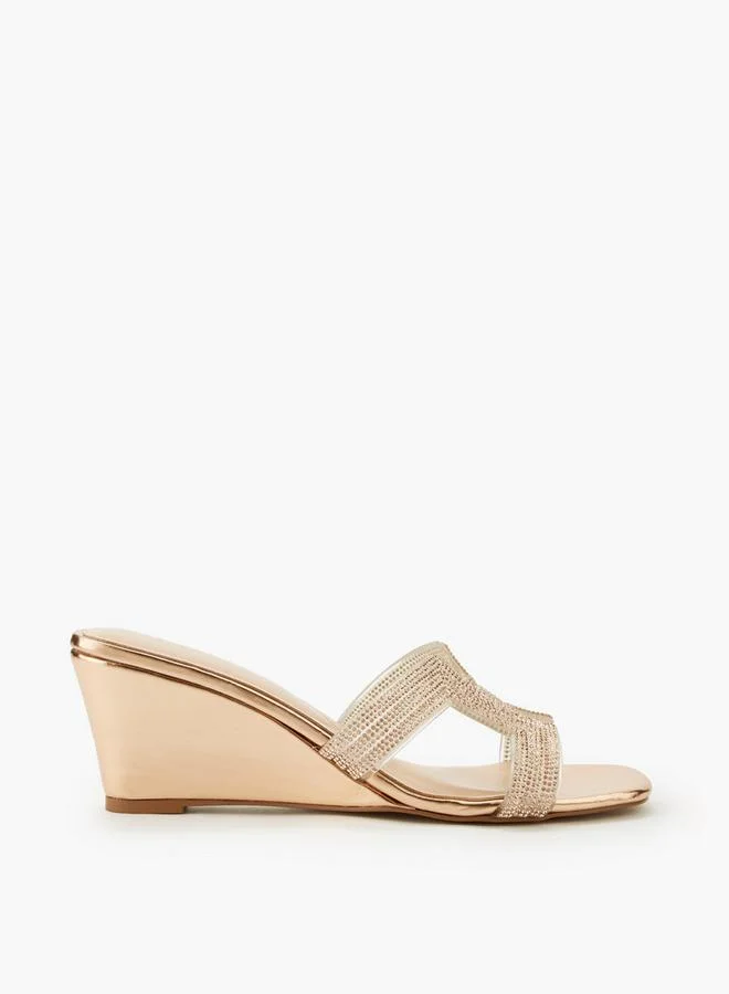 Celeste ROSE GOLD Women Embellished Wedge Heel Sandals for Women | Best Price UAE