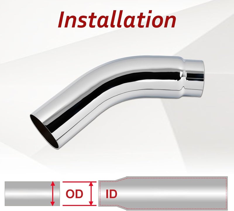 BIGREAT 5 Inch Chrome Plated Diesel Exhaust Elbow Tip - 5'' Inlet, 6'' Outlet, 23'' Length - Image 4
