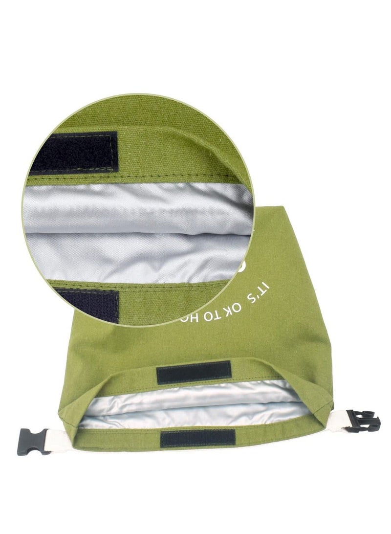 NIBEMINENT Reusable Lunch Bag Insulated Handbag Smile Tote bag with Handle for Women Work Picnic or Travel (Olive Green) - Image 2