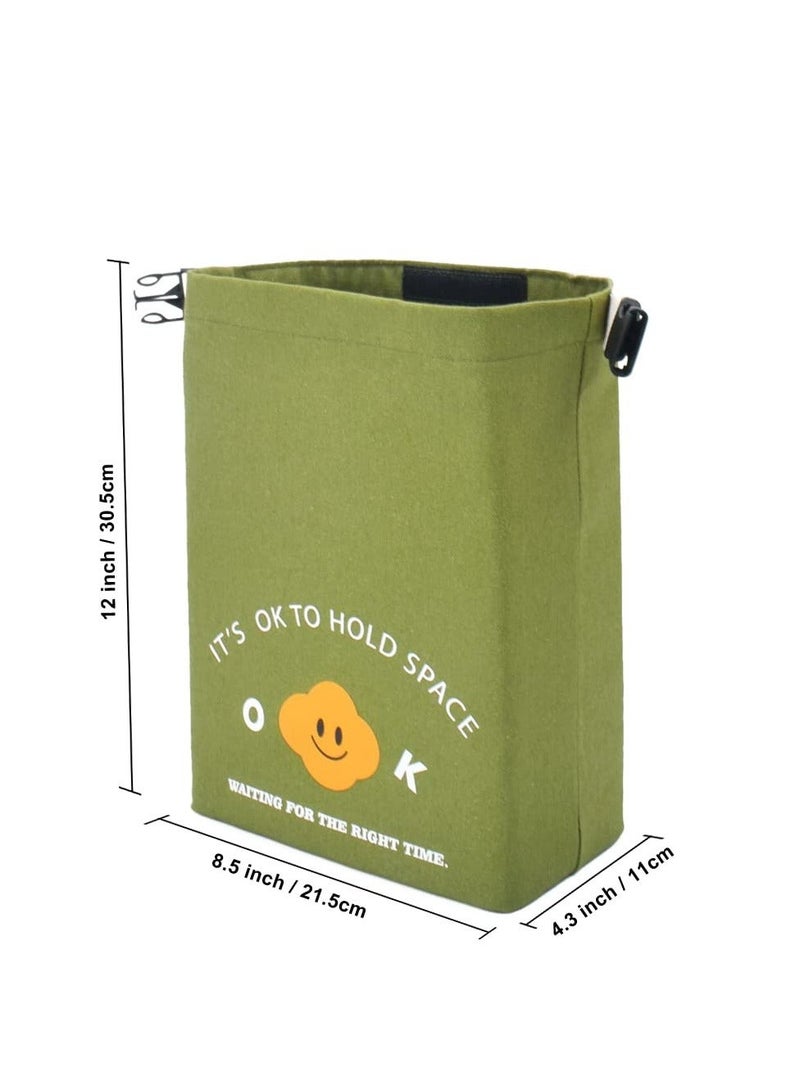 NIBEMINENT Reusable Lunch Bag Insulated Handbag Smile Tote bag with Handle for Women Work Picnic or Travel (Olive Green) - Image 3