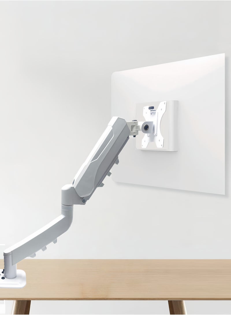 روك بو حامل شاشة بذراع مفرد بحركة كاملة مع قاعدة للتثبيت (يحمل حتى 9 كجم) مع نابض غازي لشاشات الكمبيوتر LCD وLED من 17 إلى 32 بوصة - Image 1