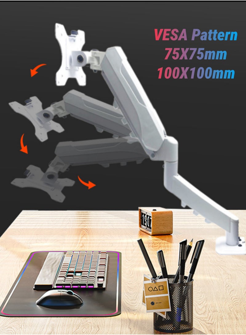 روك بو حامل شاشة بذراع مفرد بحركة كاملة مع قاعدة للتثبيت (يحمل حتى 9 كجم) مع نابض غازي لشاشات الكمبيوتر LCD وLED من 17 إلى 32 بوصة - Image 4