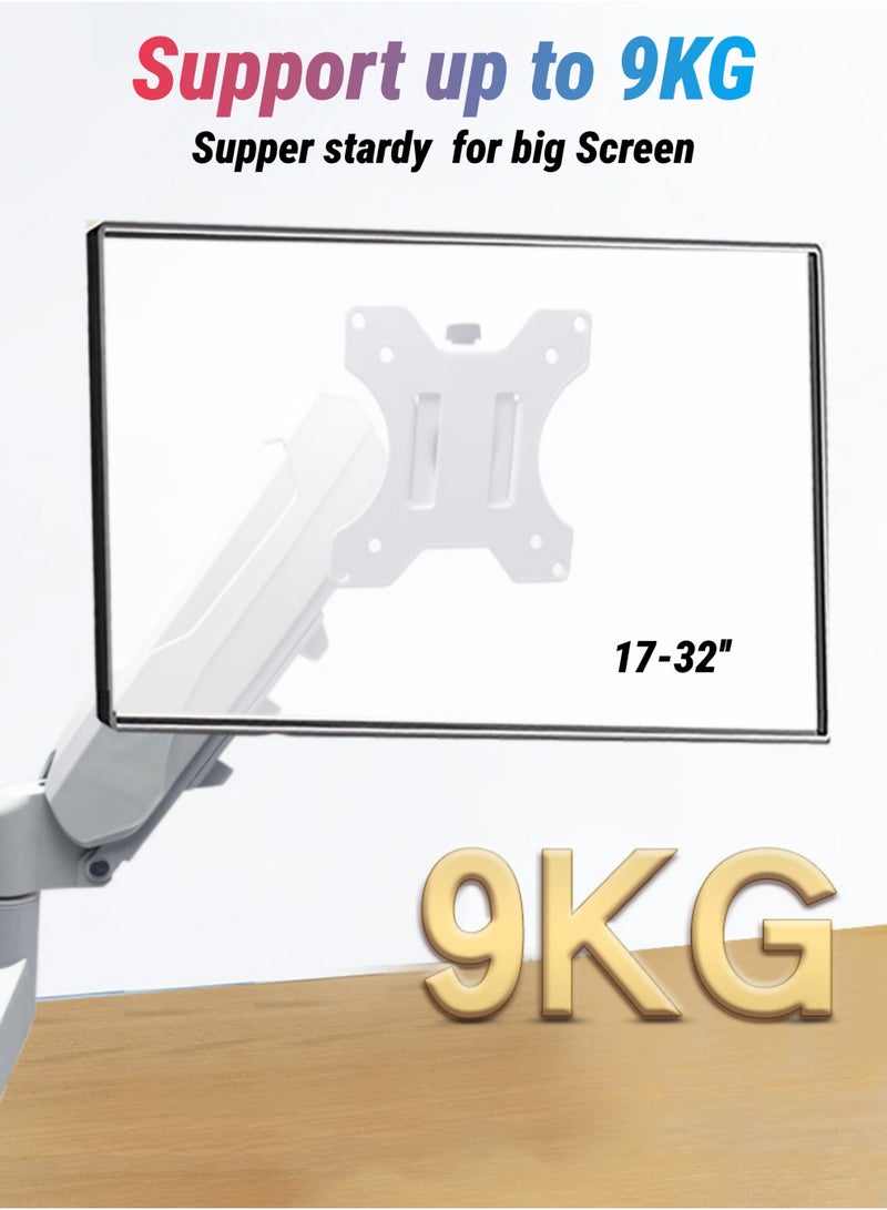 روك بو حامل شاشة بذراع مفرد بحركة كاملة مع قاعدة للتثبيت (يحمل حتى 9 كجم) مع نابض غازي لشاشات الكمبيوتر LCD وLED من 17 إلى 32 بوصة - Image 2