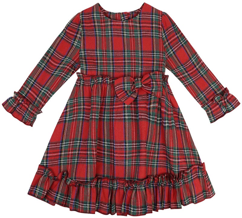 AGQT Toddler Girl Plaid Dress Long Sleeve Ruffle Check Dress Red Plaid Size 2-3 Years - Image 4