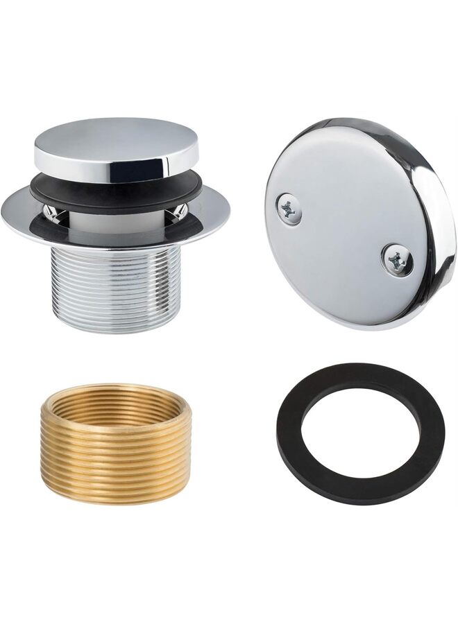 Tip-Toe Tub Trim Set with Two-Hole Overflow Faceplate, Replacement Bath Drain Trim Kit with 2-Hole Overflow Faceplate and Universal Fine/Coarse Thread (Black/Electroplate) (Color : Ele - Image 4