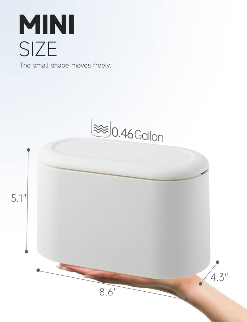 MONGTINGLU Mini Trash Can with Lid Removable Small Garbage Can, Tiny Plastic Trash Bin, Pop Up Countertop Wastebasket, Counter Garbage Lint Bin for Bathroom,Office,Kitchen,Desk(White) - Image 2