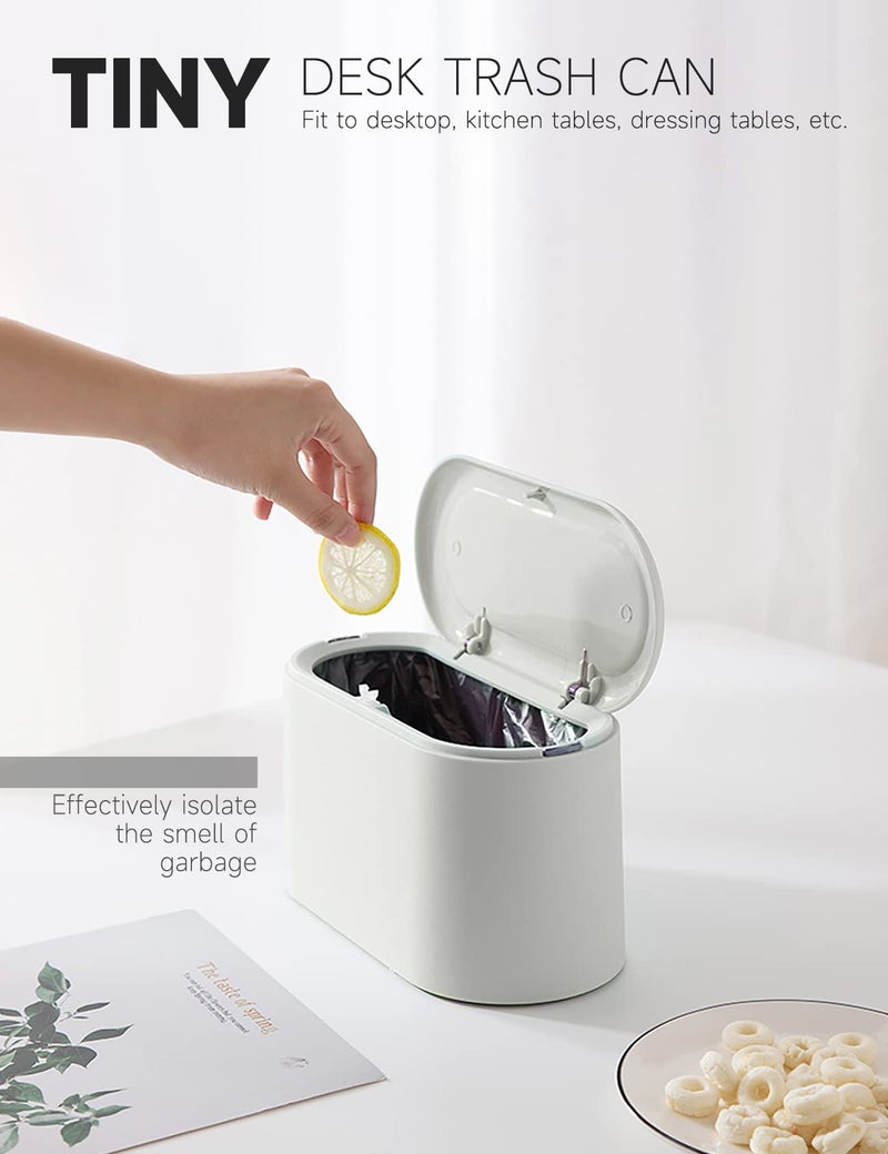 MONGTINGLU Mini Trash Can with Lid Removable Small Garbage Can, Tiny Plastic Trash Bin, Pop Up Countertop Wastebasket, Counter Garbage Lint Bin for Bathroom,Office,Kitchen,Desk(White) - Image 4