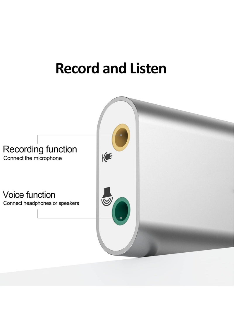 USB External Stereo Sound Adapter, 7.1 Channel External Stereo Sound Card, Suitable for PS4, 3.5mm TRS TRRS Microphone Headphone, Mac, Linux, Laptop - Image 2