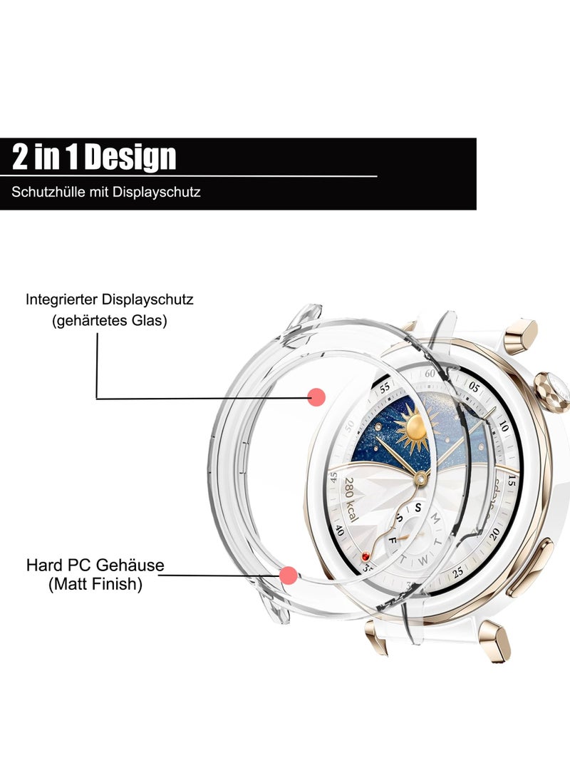 متوافق مع هواوي ووتش GT5 برو 42 مم 9H صلابة 360 درجة حماية كاملة مع المدمج في حالة الزجاج يكشط حماية شاشة الكمبيوتر حالة الغطاء ( شفافة ) - Image 2