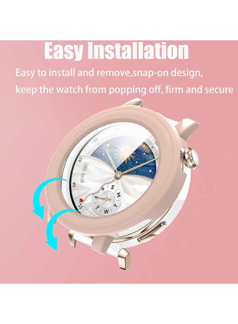 متوافق مع هواوي ووتش GT5 برو 42 مم 9H صلابة 360 درجة حماية كاملة مع المدمج في حالة الزجاج يكشط حماية شاشة الكمبيوتر حالة الغطاء ( شفافة ) - Image 3